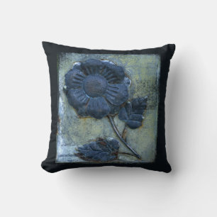 Coussin Tournesol en métal cassé Texture bleu