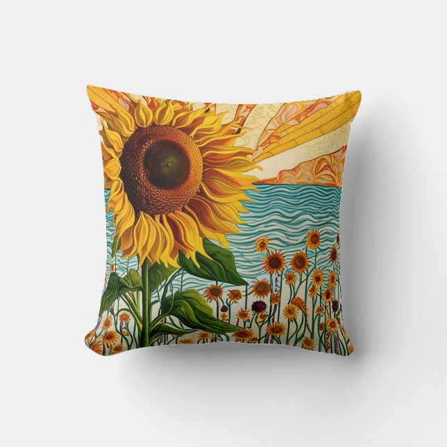 Coussin Tournesol et citation (Recto)