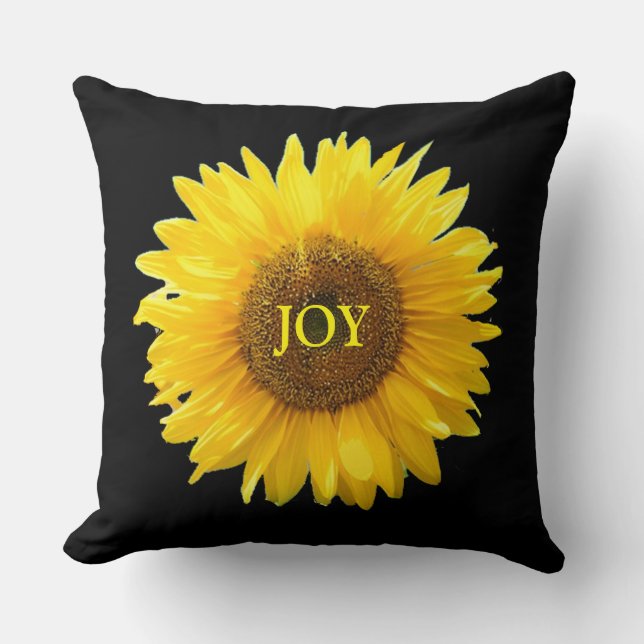 Coussin Tournesol jaune moderne en noir (Recto)