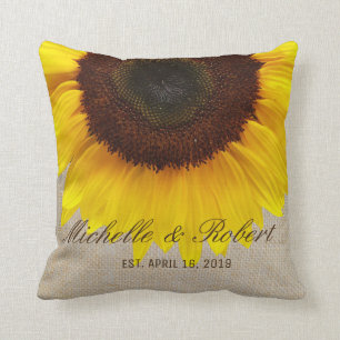 Coussin Tournesol sur Burlap Mariage campagnard russe sur 