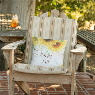 Coussin Tournesols d'automne avec texte personnalisable