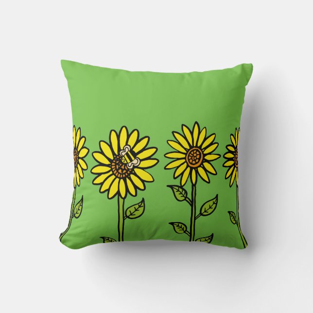 Coussin Tournesols et bourdons (Recto)