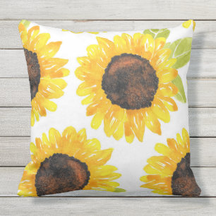 Coussin Tournesols peints à la main d'aquarelle