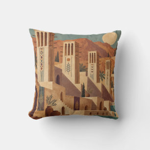 Coussin Tours de vent en terre cuite Cour jardin du désert