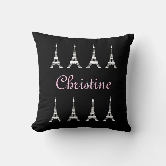 Coussin Tours Eiffel français noirs et blancs Girly de (Recto)