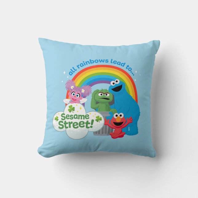 Coussin Tous les Rainbows mènent à Sesame Street (Recto)
