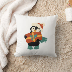 Coussin Tout ce que je veux pour manchot vintage Noël
