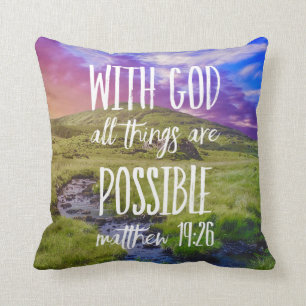 Coussin Tout est possible Bible Verse Christian