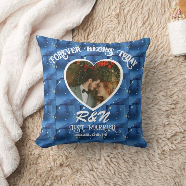 Coussin Tout juste mariés Plaid personnalisé avec photo et (Couverture)