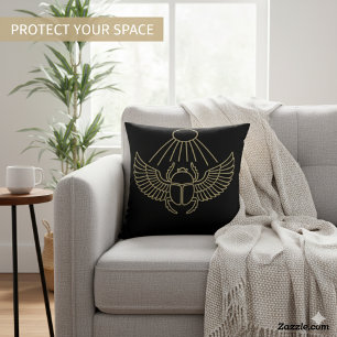 Coussin Tout puissant Scarab Golden Guardian Art égyptien