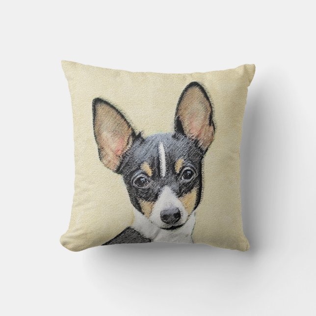 Coussin Toy Fox Terrier Peinture - Cute Original Chien Art (Recto)