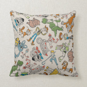 Coussin Toy Story 4  Motif de jeton de caractères rétroa