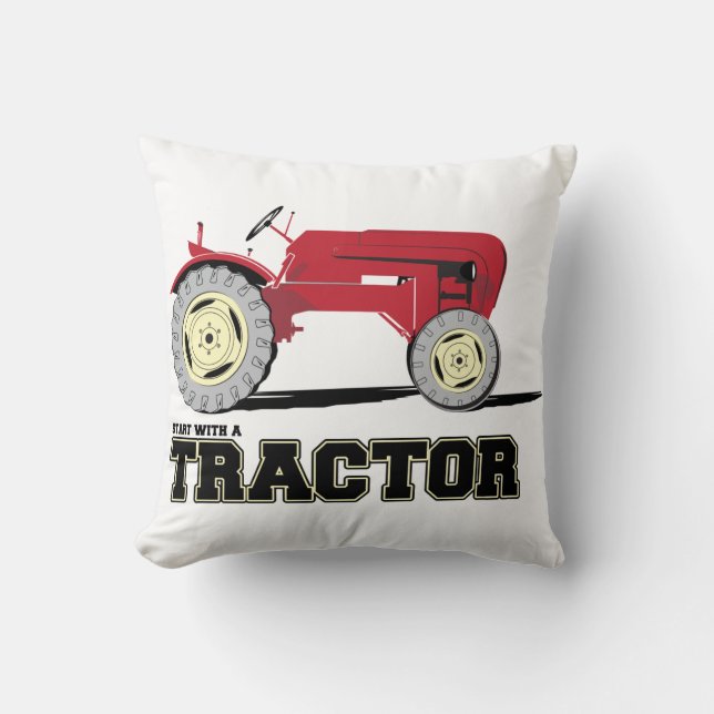 Coussin Tracteur vintage rouge (Recto)