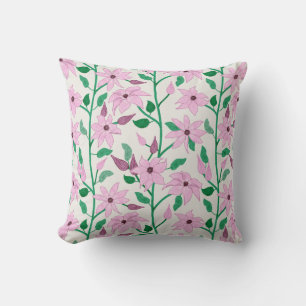 Coussin Trail Pink Clematis Aquarelle Motif Floral