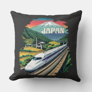 Coussin Train à balles japonais et Mont Fuji