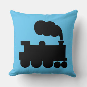 Coussin Train à vapeur - Noir sur Blue 5ec5f3