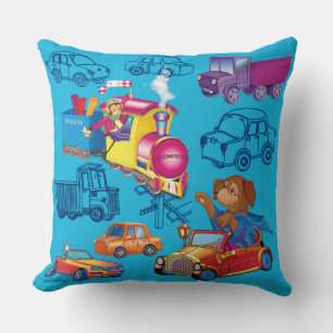 Coussin train et voiture pour le garçon