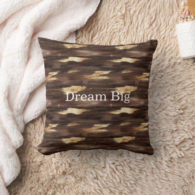 Coussin Traînées Abstraites Dorées Brun Chaud (Couverture)