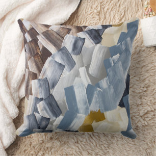Coussin Traits de pinceau abstraits dans des tons neutres