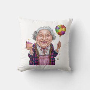 Coussin Tranche de gâteau d'anniversaire humoristique de N