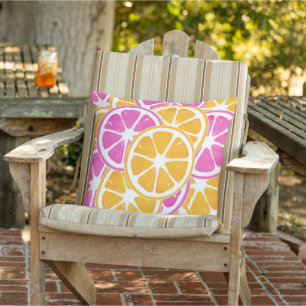 Coussin Tranches d'agrumes rose orange