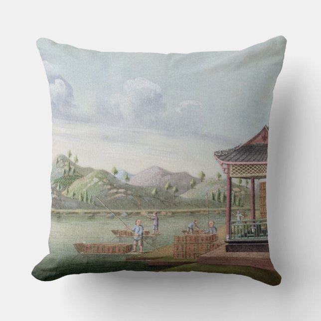 Coussin Transportant des caisses de thé (la semaine sur le (Recto)