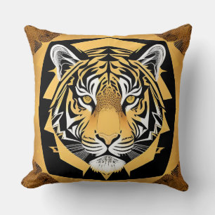 Coussin Travail d'art du tigre ornemental doré