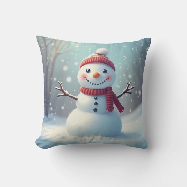Coussin Traversin de neige de Noël (Recto)