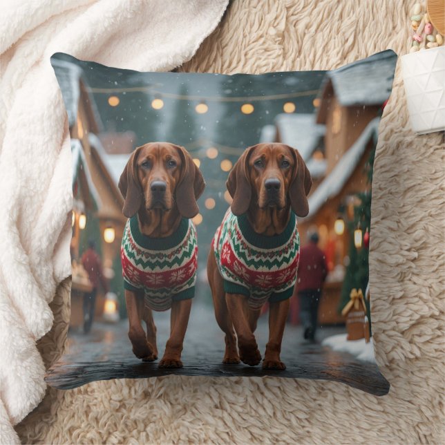 Coussin Treeing Walker Coonhound Dogs Christmas Snow  (Couverture)