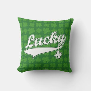 Coussin Trèfle chanceux, vert/du blanc 4 feuille