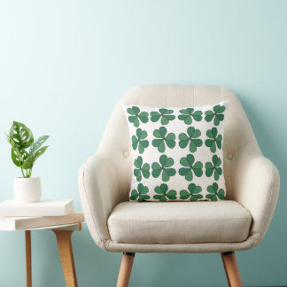 Coussin Trèfle Trèfle à Trois Feuilles Motif Vert Chanceux
