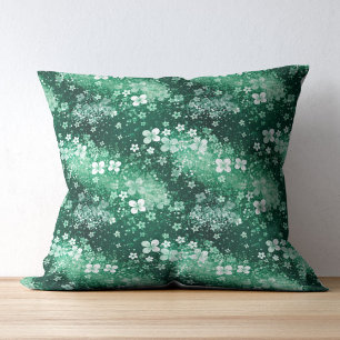 Coussin Trèfles blancs et verts chic avec des points sur f