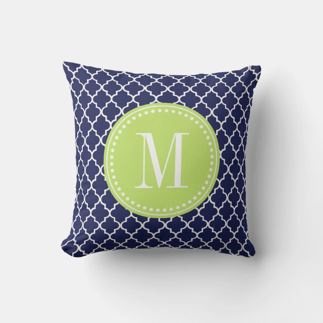 Coussin Trellis marocain de tuiles de marine personnalisé (Recto)