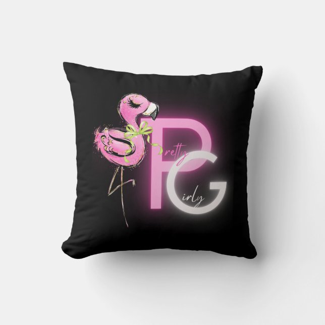 Coussin Trending Jolie fille Flamant rose de cadeaux de dé (Recto)