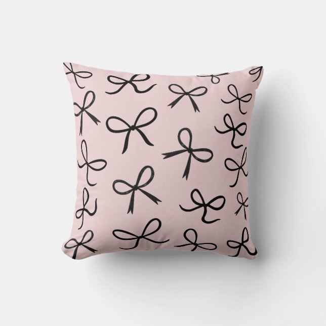 Coussin Trendy Cute Little Black Bows Rose (Recto)
