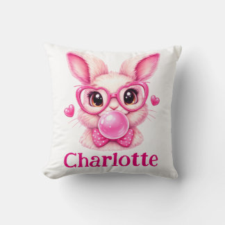 Coussin Trendy Pink Bunny  with Bubble Gum – Custom Name