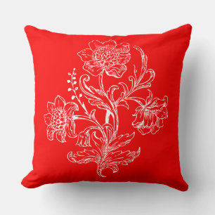 Coussin Très Élégantes Fleurs Rouges Modernes et Vintage