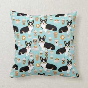 Coussin Tri café de corgi - bleu