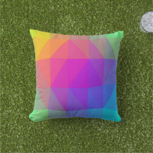 Coussin Triangle Abstrait Néon Arc-en-Ciel