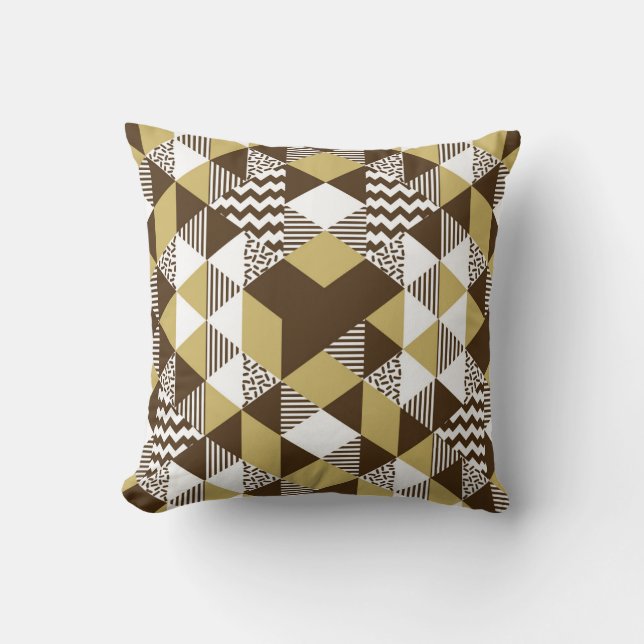 Coussin Triangle transparent : mode doré géométrique. (Recto)