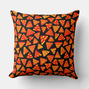 Coussin Triangles 240121 - Rouge et Jaune sur Noir