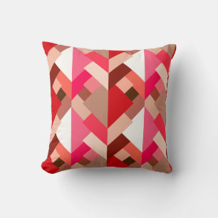 Coussin Triangles Abstraits modernes, Coral rouge et rose