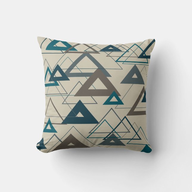 Coussin Triangles bleus et gris (Recto)