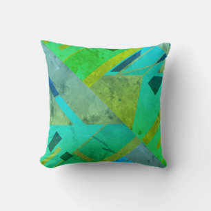 Coussin Triangles d'or gris bleu Turquoise