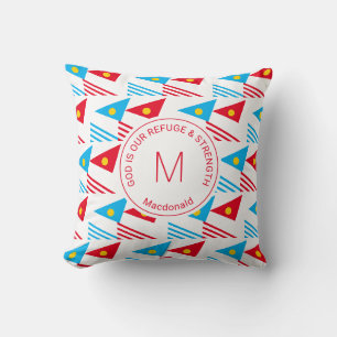 Coussin Triangles géométriques d'été personnalisés Monogra