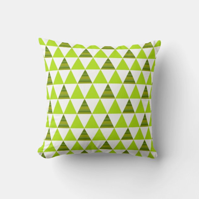 Coussin Triangles géométriques modernes Motif vert et blan (Recto)