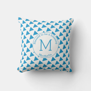 Coussin Triangles géométriques personnalisés Monogramme Bl