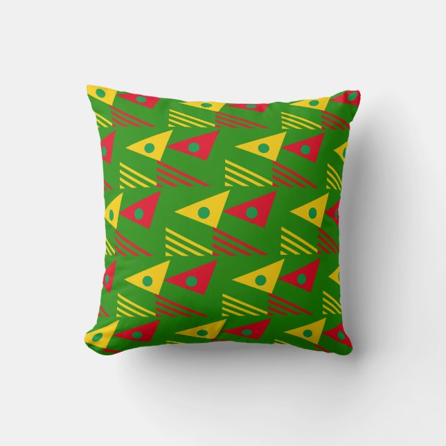 Coussin Triangles géométriques verts personnalisés (Recto)