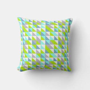 Coussin Triangles gris gris blanc bleu vert géométrique Mo