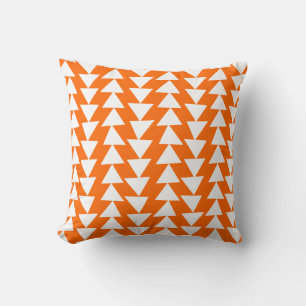 Coussin Triangles irréguliers - Blanc sur orange